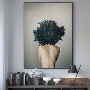 Wall art - Girl with dark feather - Canvas Prints - Poster Prints