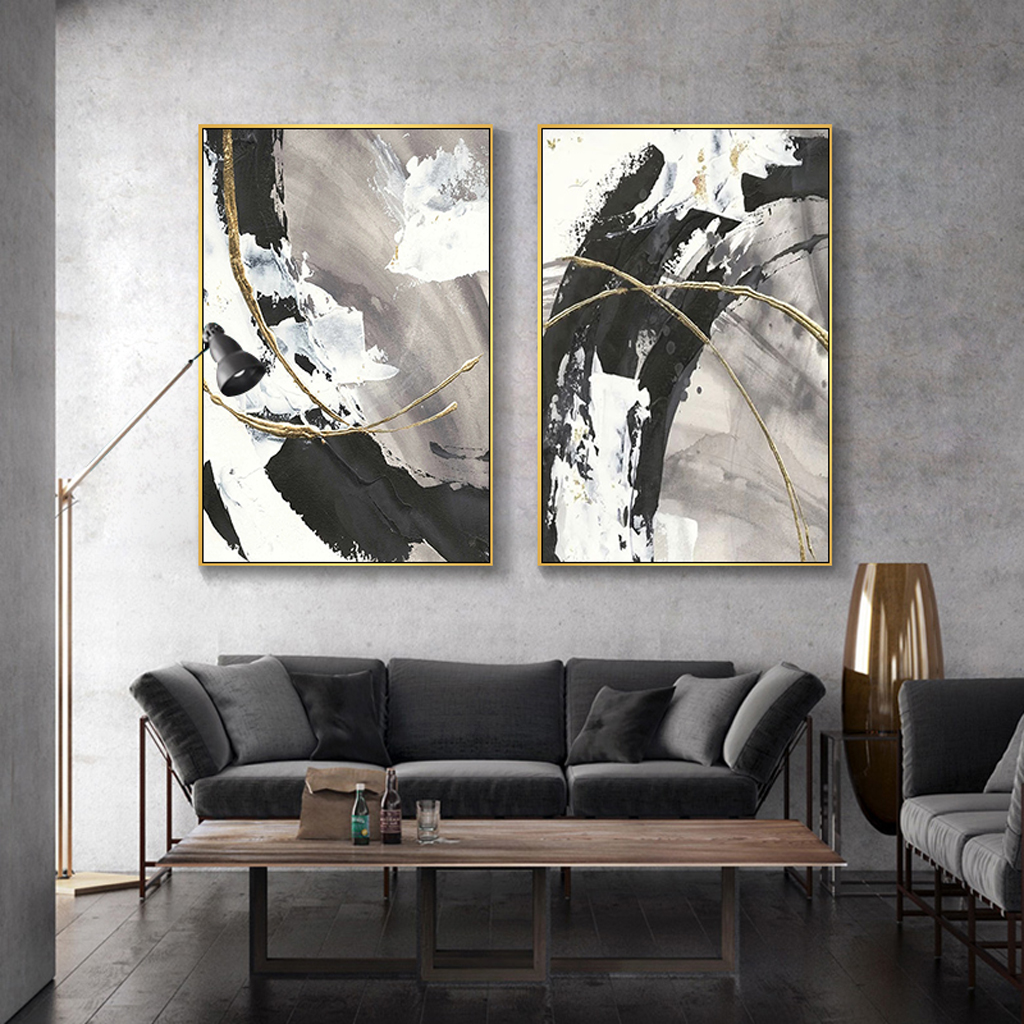 Wall art - Modern abstract black grey - Canvas Prints - Poster Prints