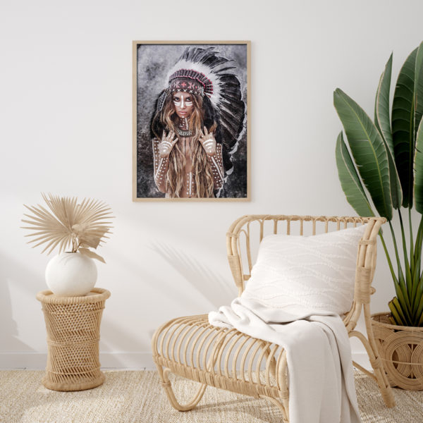 Wall art - Warrior girl with black feather - Canvas Prints - Poster Prints - Image 3