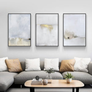 Wall Art prints -Abstract golden white 3 sets - Poster Prints -Canvas Prints