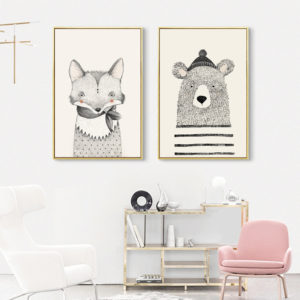 Wall Art -Little bear and fox 2 sets - Canvas Prints-Poster Prints