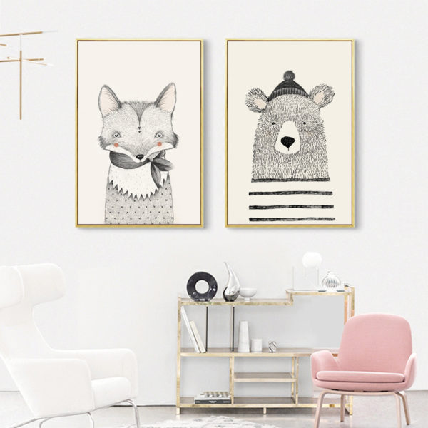 Wall Art -Little bear and fox 2 sets - Canvas Prints-Poster Prints