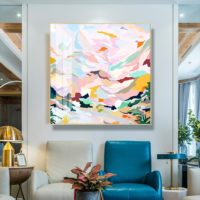 Wall Art -Abstract Pink Mountain Hand Painted Style - Canvas Prints-Poster Prints