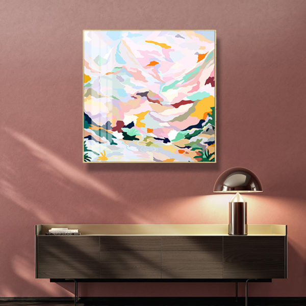 Wall Art -Abstract Pink Mountain Hand Painted Style - Canvas Prints-Poster Prints - Image 4
