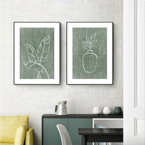 Wall Art - Line art tropical leaves (2 sets)- Canvas Prints-Poster Prints