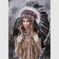 Wall art - Warrior girl with black feather - Canvas Prints - Poster Prints - Image 4