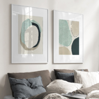 Wall art - Abstract Green Circle 2 sets- Canvas Prints- Poster Prints - Image 2