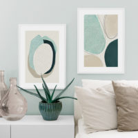 Wall art - Abstract Green Circle 2 sets- Canvas Prints- Poster Prints
