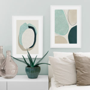 Wall art - Abstract Green Circle 2 sets- Canvas Prints- Poster Prints