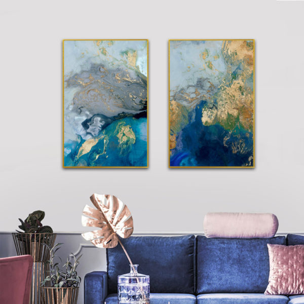Wall art - Marbled Blue And Gold 2 sets- Canvas Prints- Poster Prints - Image 7
