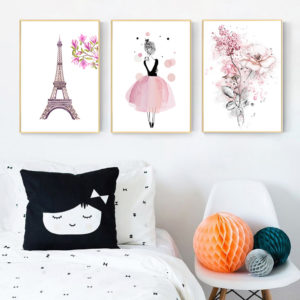 Wall Art - Dancing Ballerina and Eiffel Tower 3 sets - Canvas Prints-Poster Prints