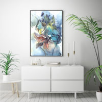 Wall art - Watercolor Style Abstract Flower C - Canvas Prints - Poster Prints