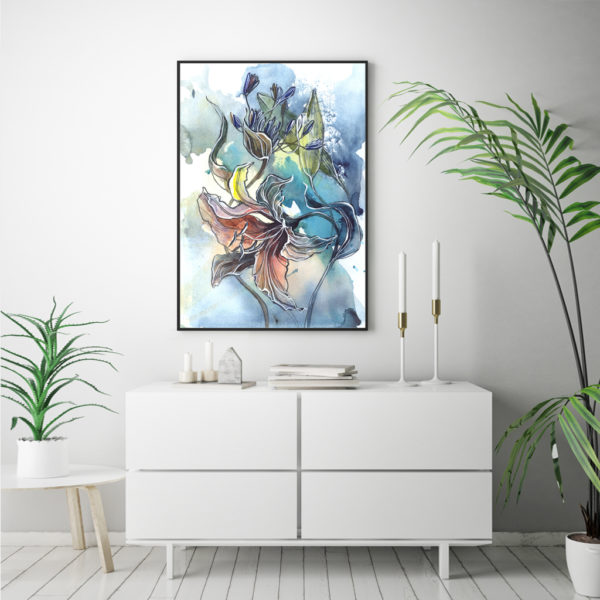 Wall art - Watercolor Style Abstract Flower C - Canvas Prints - Poster Prints