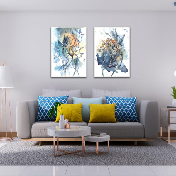 Wall art - Watercolor Style Abstract Flower 2 sets- Canvas Prints- Poster Prints - Image 3