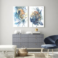 Wall Art -Watercolor Style Abstract Flower 3 sets - Poster Prints -Canvas Prints - Image 2