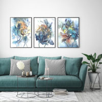 Wall Art -Watercolor Style Abstract Flower 3 sets - Poster Prints -Canvas Prints