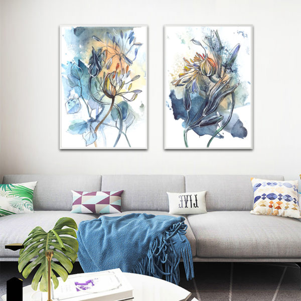 Wall art - Watercolor Style Abstract Flower 2 sets- Canvas Prints- Poster Prints - Image 5