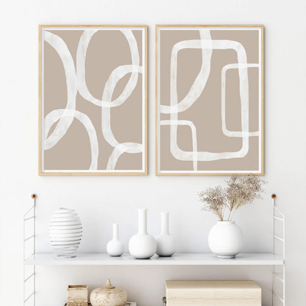 Wall art - Abstract White Lines 2 sets - Canvas Prints- Poster Prints - Image 2