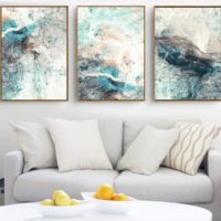 Wall Art prints -Abstract Blue Green 3 sets - Poster Prints -Canvas Prints - Image 2