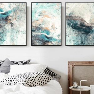 Wall Art prints -Abstract Blue Green 3 sets - Poster Prints -Canvas Prints