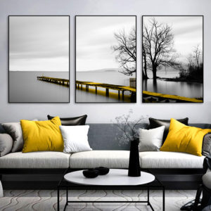 Wall art - Calm Lake Bridge Tree Scene- Poster Prints -Canvas Prints