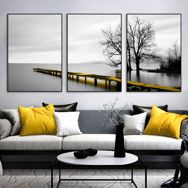 Wall art - Calm Lake Bridge Tree Scene- Poster Prints -Canvas Prints