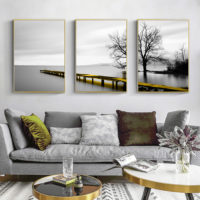 Wall art - Calm Lake Bridge Tree Scene- Poster Prints -Canvas Prints - Image 2