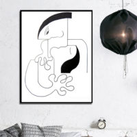 Wall art - Abstract Black White Couple 2 sets- Canvas Prints- Poster Prints - Image 2