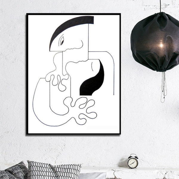 Wall art - Abstract Black White Couple 2 sets- Canvas Prints- Poster Prints - Image 2