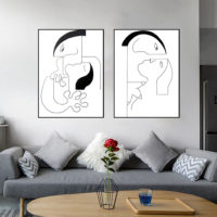 Wall art - Abstract Black White Couple 2 sets- Canvas Prints- Poster Prints - Image 3