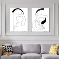 Wall art - Abstract Black White Couple 2 sets- Canvas Prints- Poster Prints - Image 4