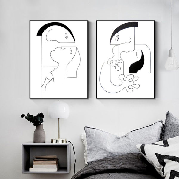 Wall art - Abstract Black White Couple 2 sets- Canvas Prints- Poster Prints - Image 5