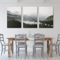 Wall Art prints -Misty Mountain Forest Lake 3 sets - Poster Prints -Canvas Prints