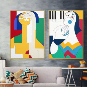 Wall art - Modern Abstract Figure Family 2 sets- Canvas Prints- Poster Prints