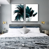 Wall art - Modern Dark Green Palm Tree 2 sets- Canvas Prints- Poster Prints - Image 2