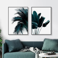 Wall art - Modern Dark Green Palm Tree 2 sets- Canvas Prints- Poster Prints