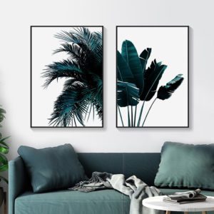 Wall art - Modern Dark Green Palm Tree 2 sets- Canvas Prints- Poster Prints