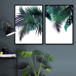 Wall art - Pine Green Leaves 2 sets- Canvas Prints- Poster Prints