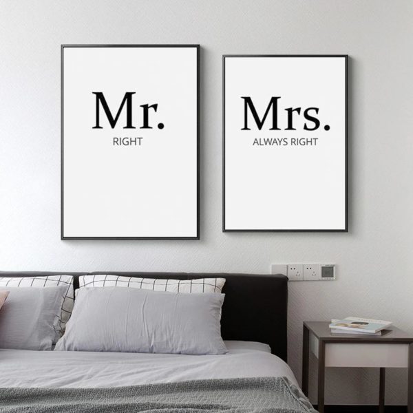 Wall art - Mr And Mrs 2 sets- Canvas Prints- Poster Prints - Image 4