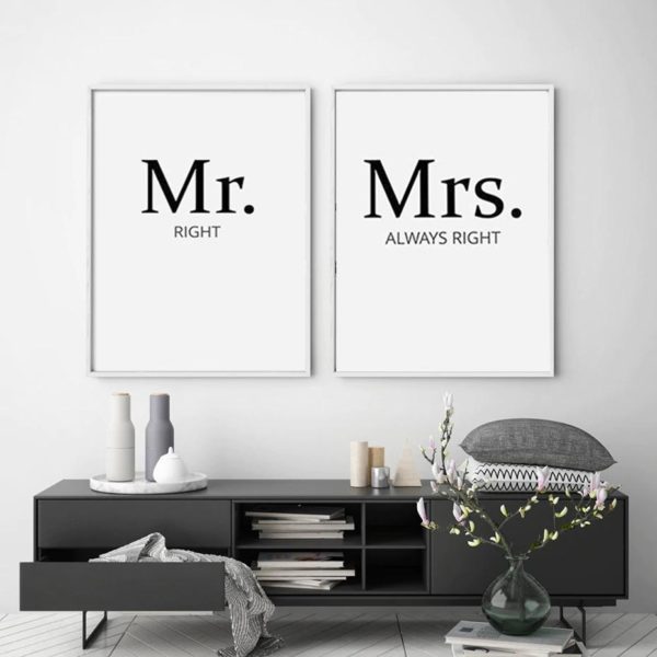 Wall art - Mr And Mrs 2 sets- Canvas Prints- Poster Prints