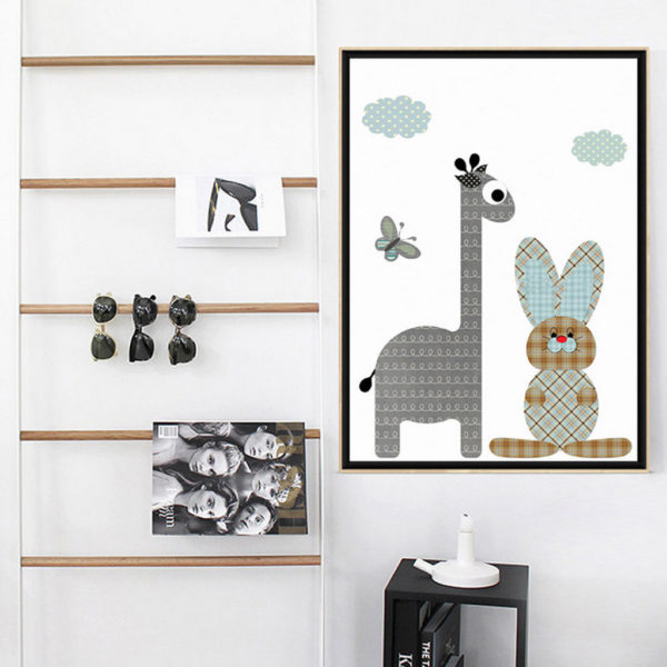 Wall art - Cartoon Giraffe Rabbit Elephant 2 sets- Canvas Prints- Poster Prints - Image 2