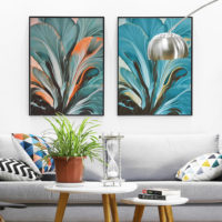 Wall art - Modern Botanical Leaves 2 sets- Canvas Prints- Poster Prints - Image 3