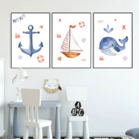 Wall art - Nursery whale 2 sets- Canvas Prints- Poster Prints - Image 3