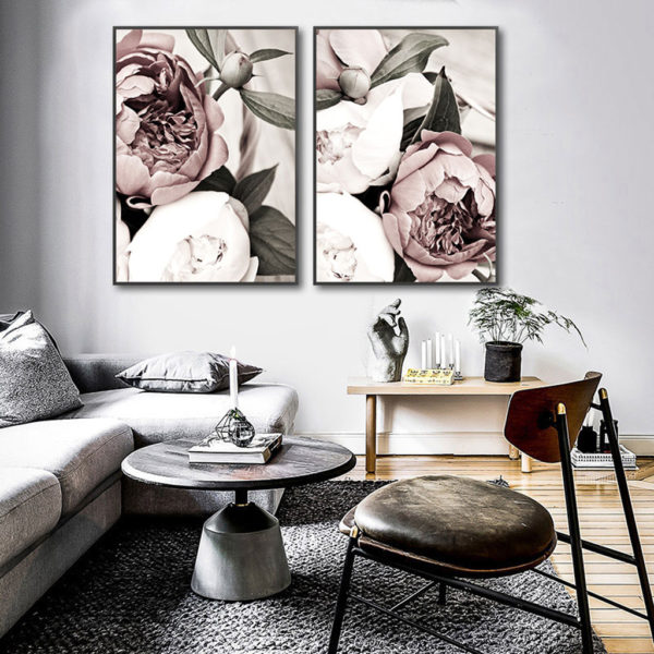Wall art - Scandinavian Pink White Flower 2 sets- Canvas Prints- Poster Prints - Image 3