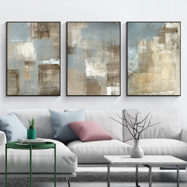 Wall Art prints - Vintage Grey and Beige 3 sets - Poster Prints -Canvas Prints - Image 2