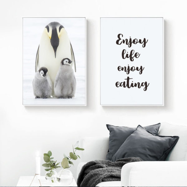 Wall Art - Warm Penguin Family 3 sets - Poster Prints -Canvas Prints - Image 2
