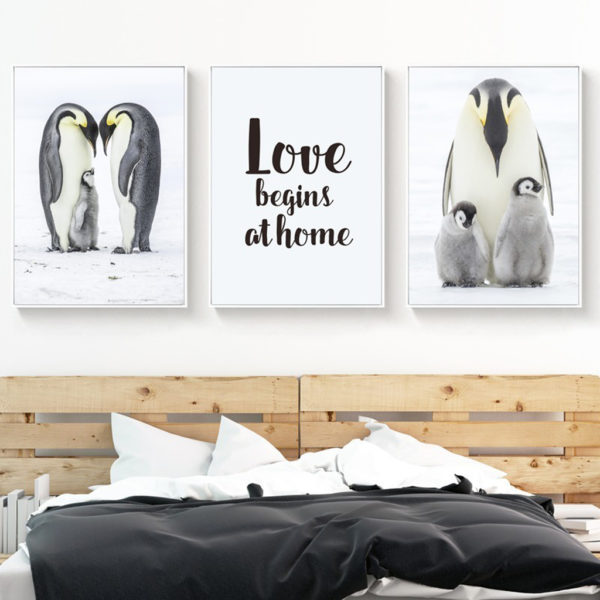 Wall Art - Warm Penguin Family 3 sets - Poster Prints -Canvas Prints - Image 3