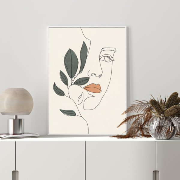 Wall art - Line Art Girl Face - Canvas Prints - Poster Prints