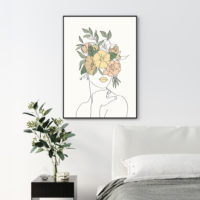 Wall art - Line Art Girl And Flower - Canvas Prints - Poster Prints - Image 2