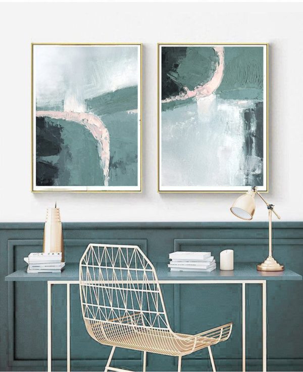 Wall art - Pink And Mint  2 sets- Canvas Prints- Poster Prints - Image 2